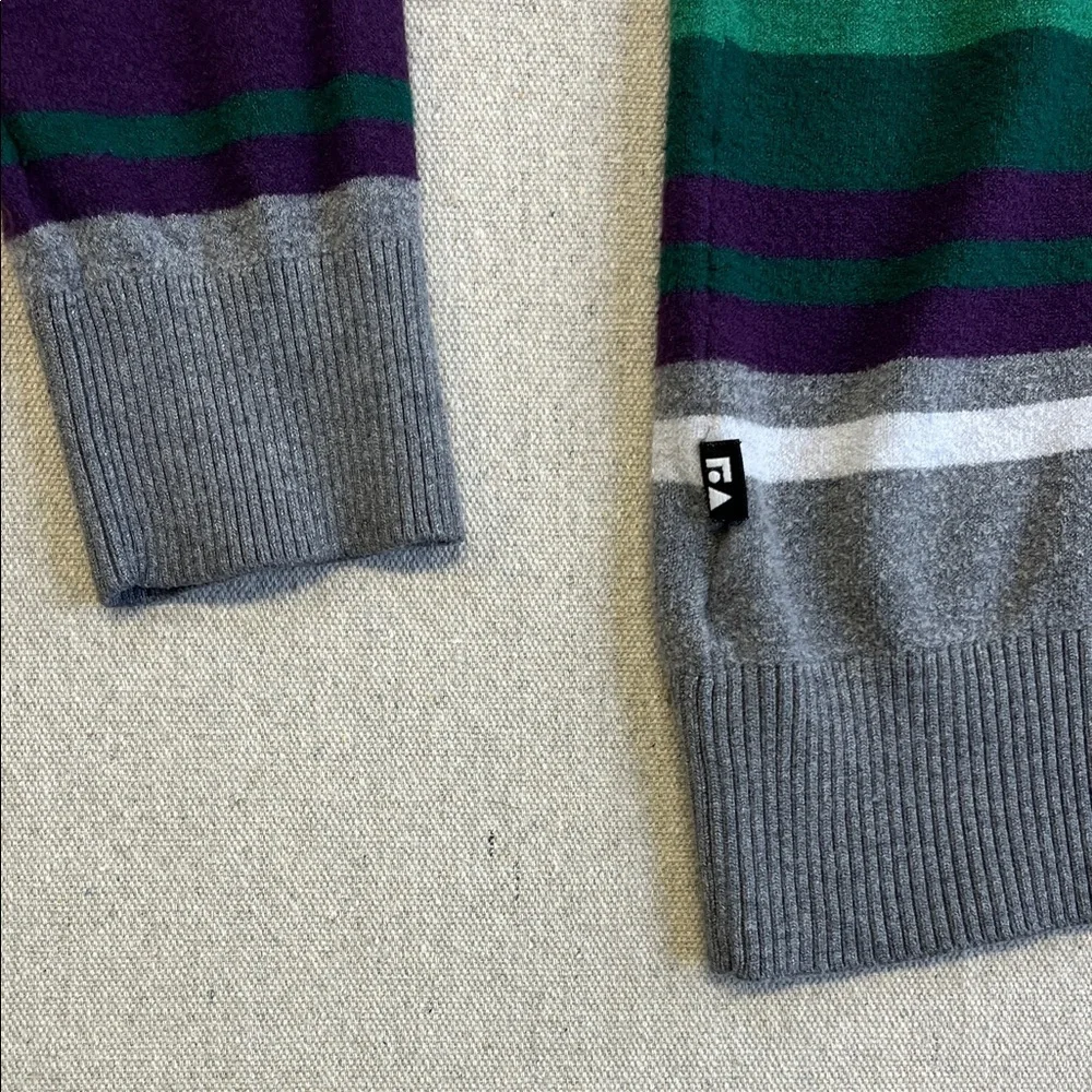 Free Assembly Striped Crewneck Sweater Gray Green Purple Size Small